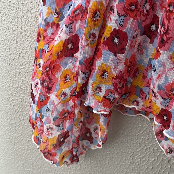 Women’s Plus Size Lane Bryant Pansy Semi Sheer Top, 14/16 1X Pink Orange - Picture 2 of 7